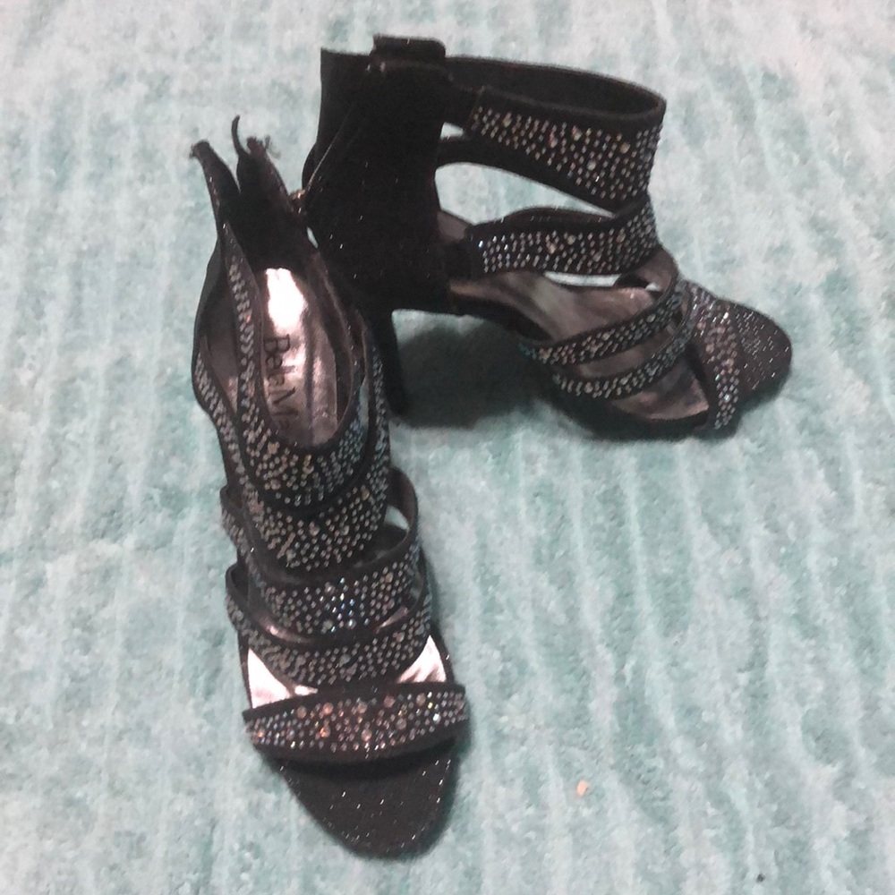 Black rhinestone heels